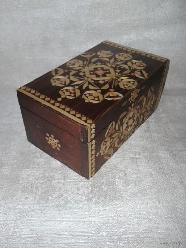 Шкатулка СССР с инкрустацией соломкой