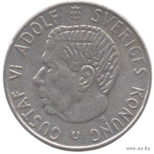 Королевство Швеция. 1 крона 1966. Серебро.