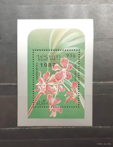 Лаос. 1987 год. Флора. Цветы (блок) (1131)
