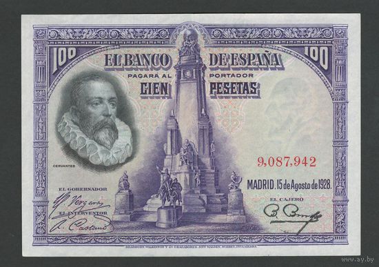 Испания 100 песет 1928 года. Тип P-76. Состояние XF+