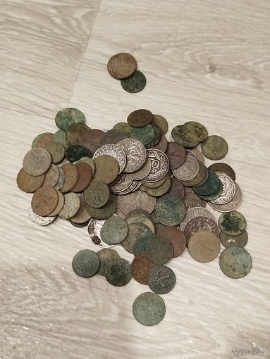 Больше 120 монет старой Польши,с рубля