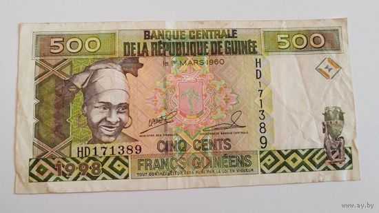500 франков. 1998 г. Французская Гвинея.