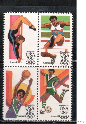 США-1983, (Мих.1636-1639) , ** , Спорт, ОИ-1984 ,(полная серия)(1)