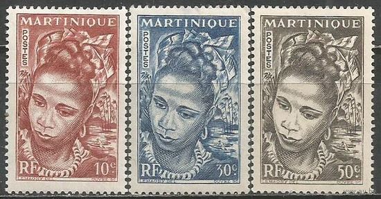 Мартиника. Юная островитянка. 1947г. Mi#239-41. Серия.