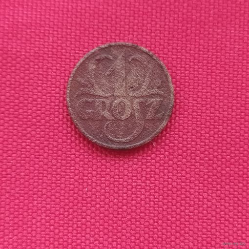 Медная, 1 грош, 1930г., /Польша/редкая, находка и нечищена...