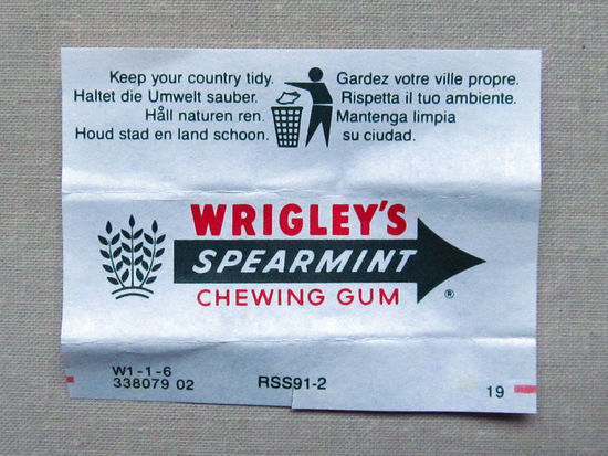 G3-294 Обертка фантик от жевачки жевательной резинки Wrigleys Spearmint 1980-1990-е