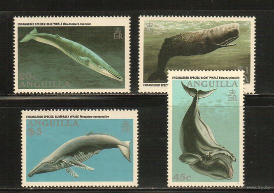 Ангилья-1995(Мих.953-956) , **   ,  Морская фауна, Киты (полная серия)