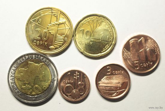 Азербайджан 1, 3, 5, 10, 20, 50 гяпиков 2023 год, UNC