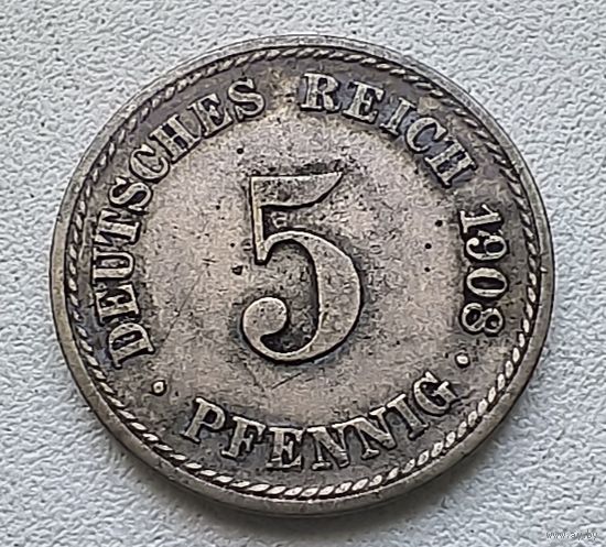Германия 5 пфеннигов, 1908 F  2-12-10
