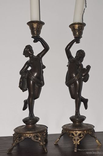 Парные бронзовые подсвечники. Франция 19 век.