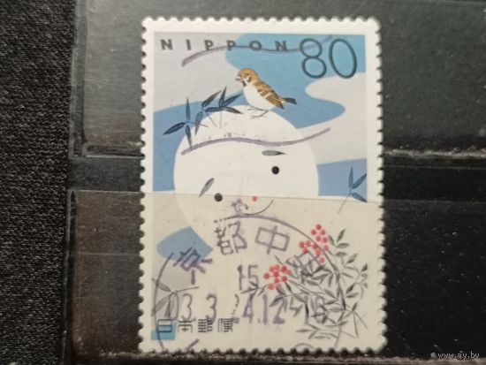 Япония, 2003. Поздравительная марка. Снеговик и птичка