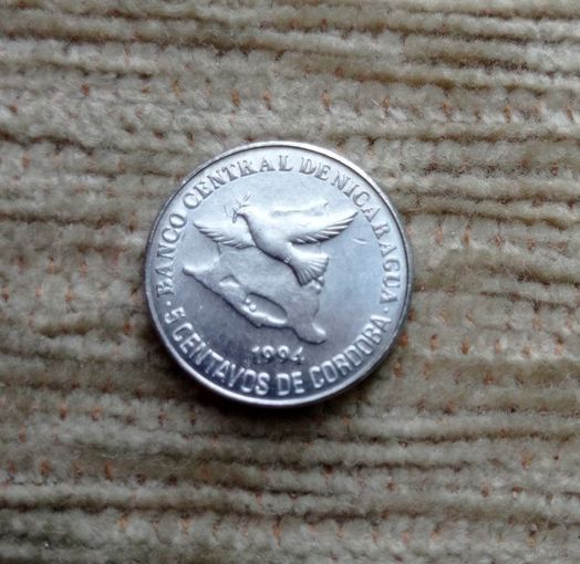 Werty71 Никарагуа 5 сентаво 1994 птица голубь