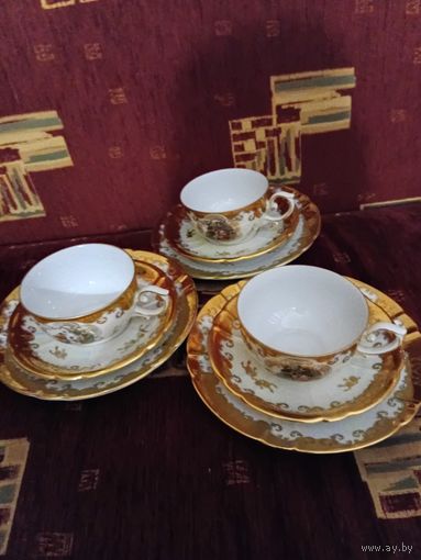 Три великолепные чайные тройки. Mадонна. Позолота