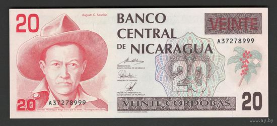 Никарагуа 20 кордоба 1990 года. Тип Р-176(2). Состояние UNC