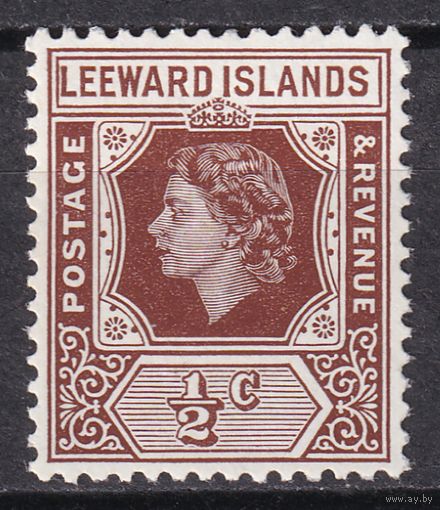 160.BrKCI. Великобритания. Колонии. Подветренные острова. Стандарт. Елизавета II. 1954 г. 1/2C. Mi.#117.