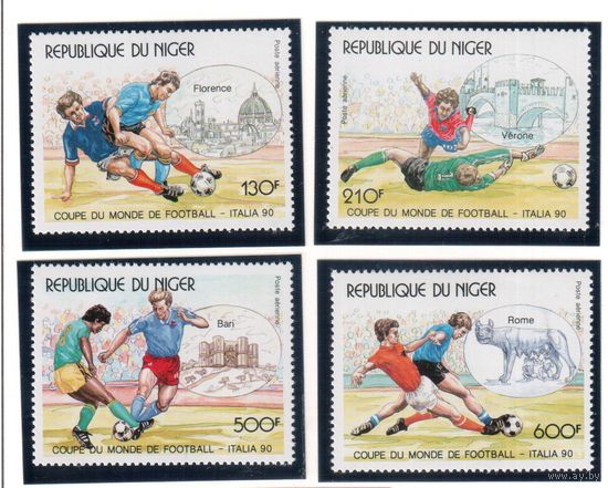Нигер-1990(Мих.1090-1093)  , ** , Спорт, Футбол, ЧМ-1990, (полная серия)