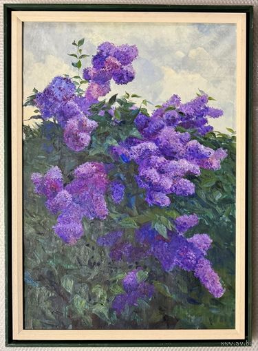 Азгур Г.Г (Горелова);79/109см.с учетом рамы;х/м;1969г."Сирень",1969 г. Холст, масло. Размер с рамой 79х109 см.