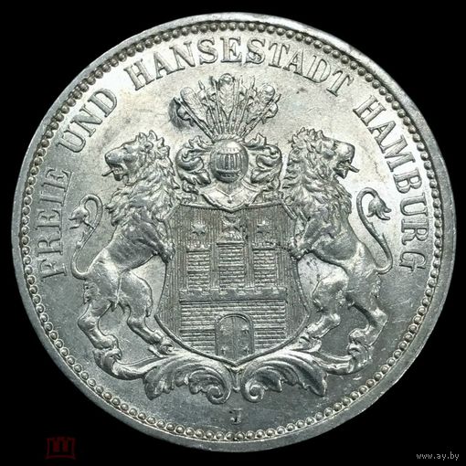 3 марки 1911 Гамбург - нечастая земля! штемпельный сохран!