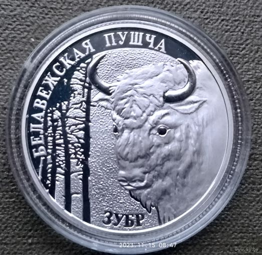 Беларусь 1 рубль, 2001 Беловежская пуща - Зубр.