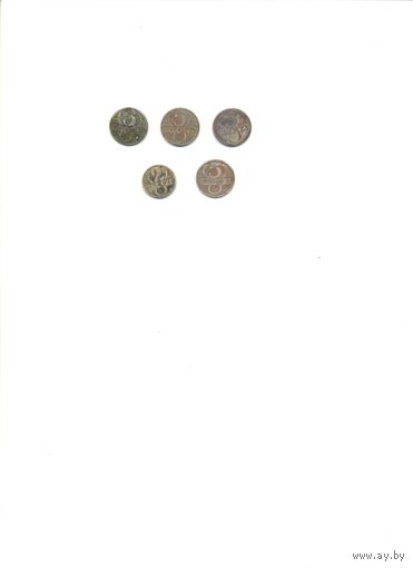 Польша  к-т монет шт.5 ( бронза) 1923г.