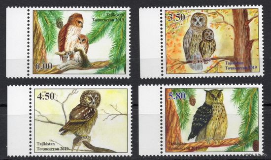 Таджикистан 2019. Фауна Птицы совы 4 марки (504)
