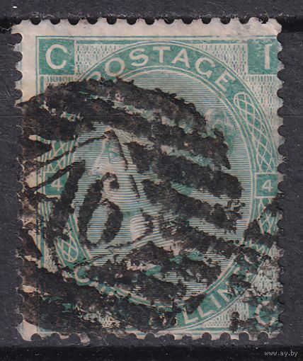 61.Br. Великобритания. Виктория. Стандарт. 1Sh. 1865 г. Mi.#27. Plate 4.