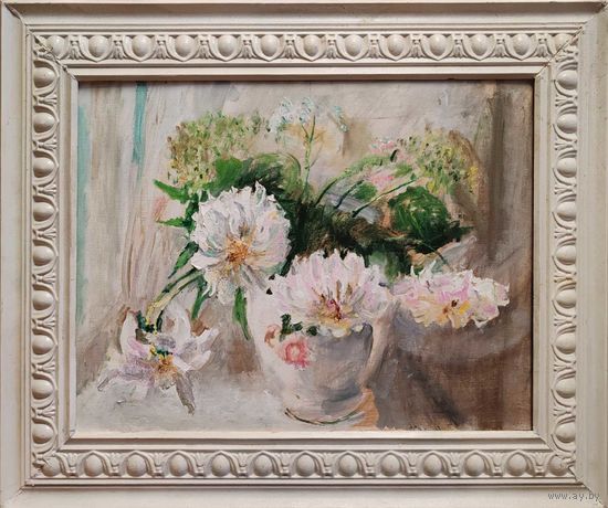 Картина Александров О. "Белые астры", 35х50см. х.м.