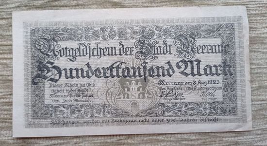 Werty71 Германия 100000 марок 1923 банкнота Гроссгельд Меране