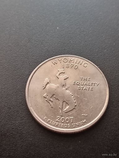 США 25 центов  2007 г. D - Вайоминг