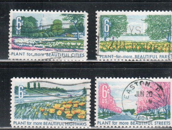 США-1969, (Мих.975-978) , гаш. , Парки, Цветы(полная серия)(1)