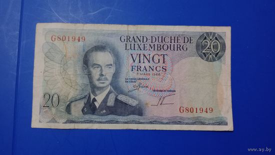 Люксембург 20 франков 1966