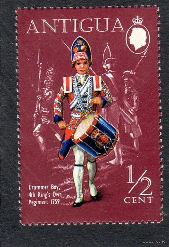 Антигуа.Mi:AG 251.Барабанщик, 4-й Королевский собственный полк (1759) Серия: Военная форма.1970
