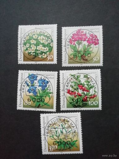 Германия. 1991 Серия из пяти марок "Садовые растения и цветы" (гашеные с клеем) Mi.1505-1509