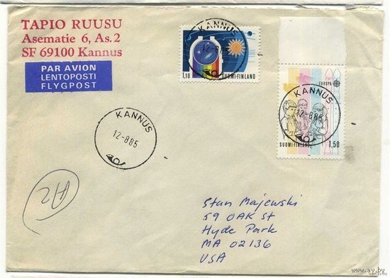 Конверт Финляндия 12/8/85