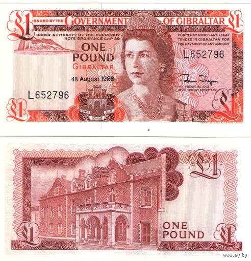 Гибралтар 1 фунт 1988 год  UNC