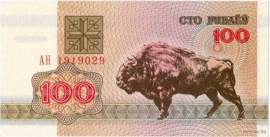 Беларусь, 100 рублей, 1992 г., серия АН,  UNC