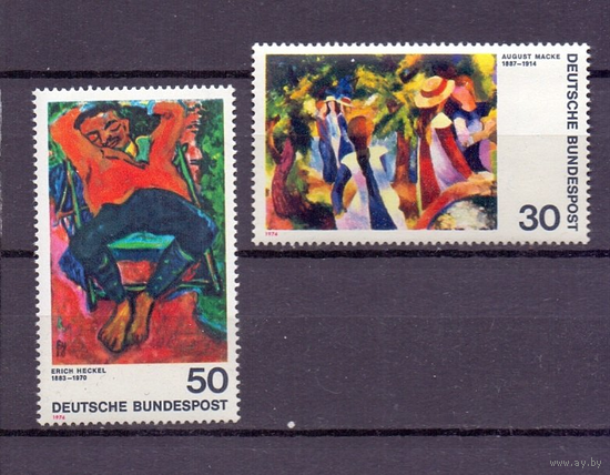 Картины - немецкие экспрессионисты, Mi816-17 Живопись Германия, 1974 год **