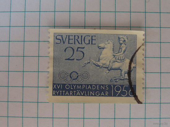 Шведская почтовая марка, выпущенная к XVI Олимпийским играм 1956 года