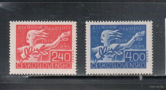 Чехословакия-1947,(Мих.528)  **/*   , 30-лет Октябрьской революции в России(полная серия)(1)