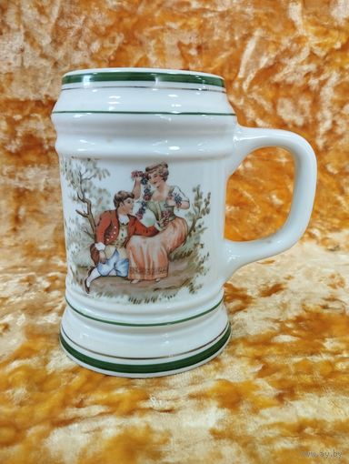 Кружка пивная (объем 1 л) Жанровые сцены, фарфор
