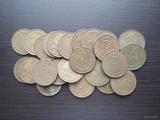 CCCP  24 шт. по 5 копеек  (1961,81,85,86,89,90,91 гг.)