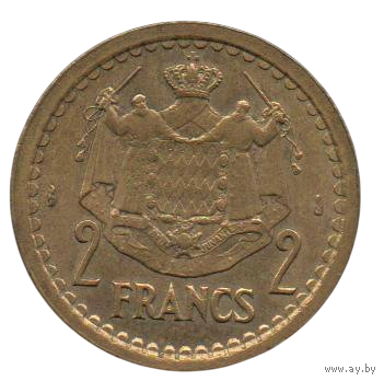 КНЯЖЕСТВО МОНАКО. 2 ФРАНКА 1945. МОНАХИ. РЫЦАРИ. КРЕСТОНОСЦЫ.