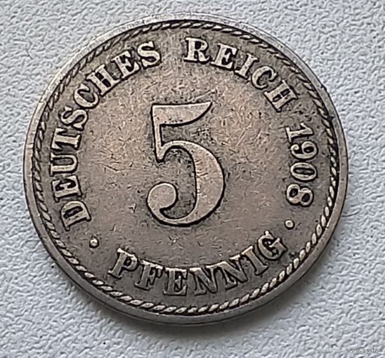 Германия 5 пфеннигов, 1908 A  2-12-12