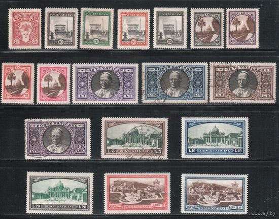 Ватикан-1933,(Мих.21-38)  * ( 4 м - гаш.)  ,  Стандарт, Религия, Герб, Пара Пий ХI (полная серия)