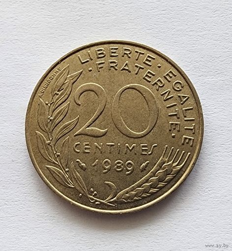 Франция 20 сантимов, 1989