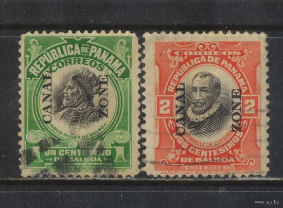 США Управление Зона Панамского канала 1909 Надп на марках Панамы Надп тип II #22-3