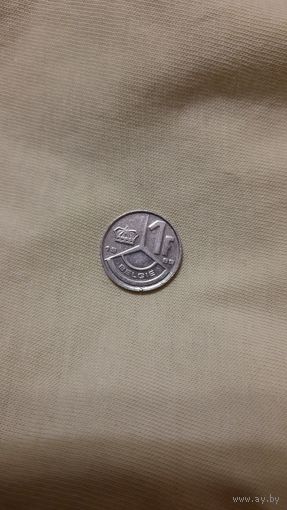 Бельгия 1 франк, 1989г. , Надпись на голландском - 'BELGIE'