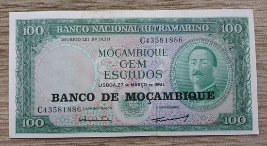 Werty71 Мозамбик 100 эскудо 1976 колония Португалии 1961 UNC банкнота большой формат