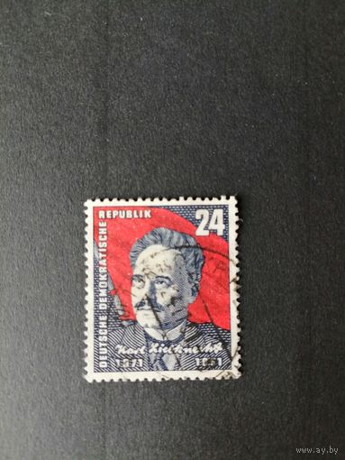 ГДР 1951 Марка "К 80-летию со дня рождения Карла Либкнехта" (гашение без клея) Mi.294 каталог 3.0 евро