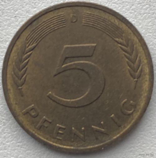 Германия 5 пфеннигов 1983 г. D